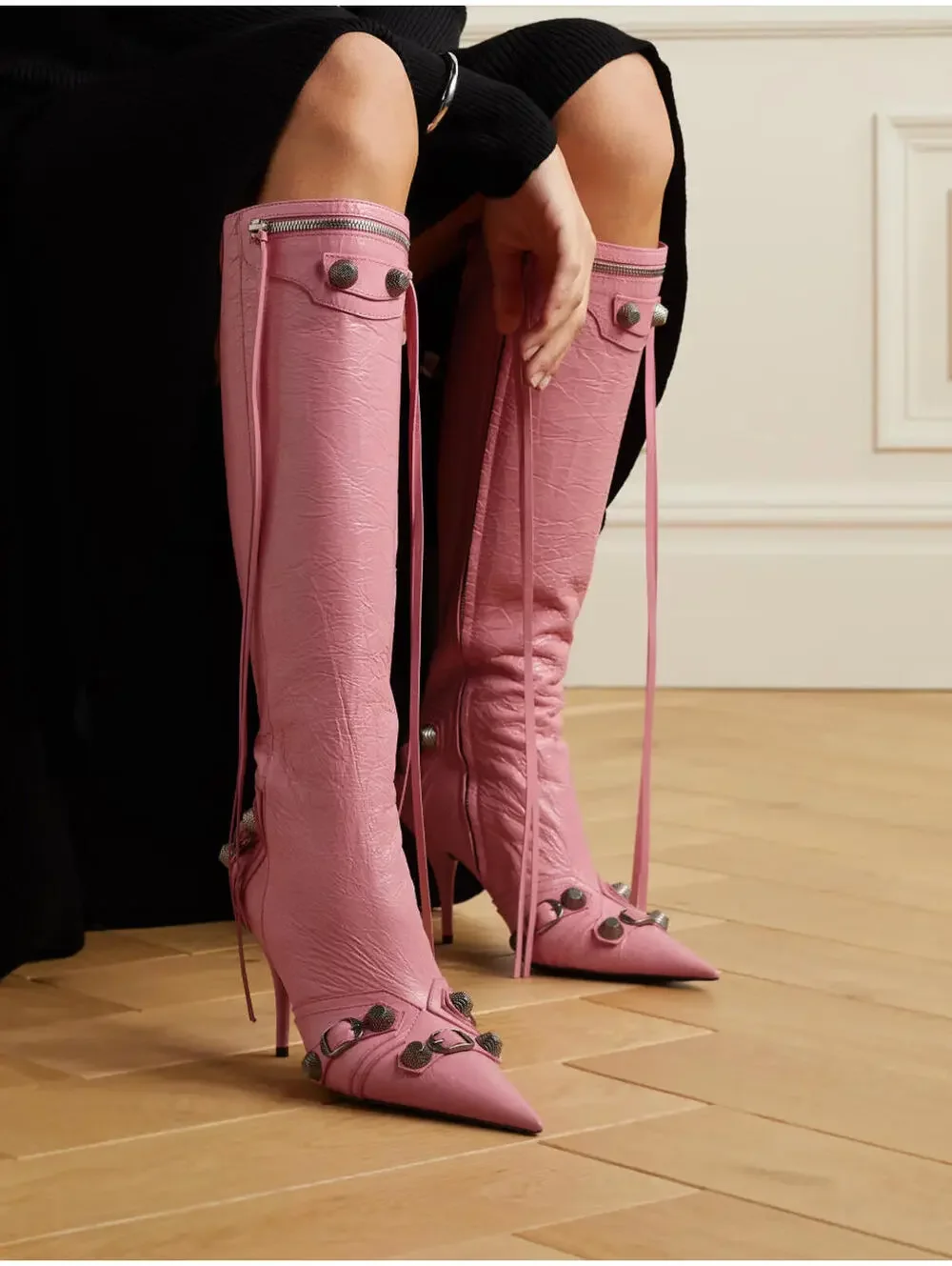 NIB $2,600 Balenciaga Cagole Leather Designer Boot DEMNA Blush Pink 41/11 694395 - Picture 2 of 14